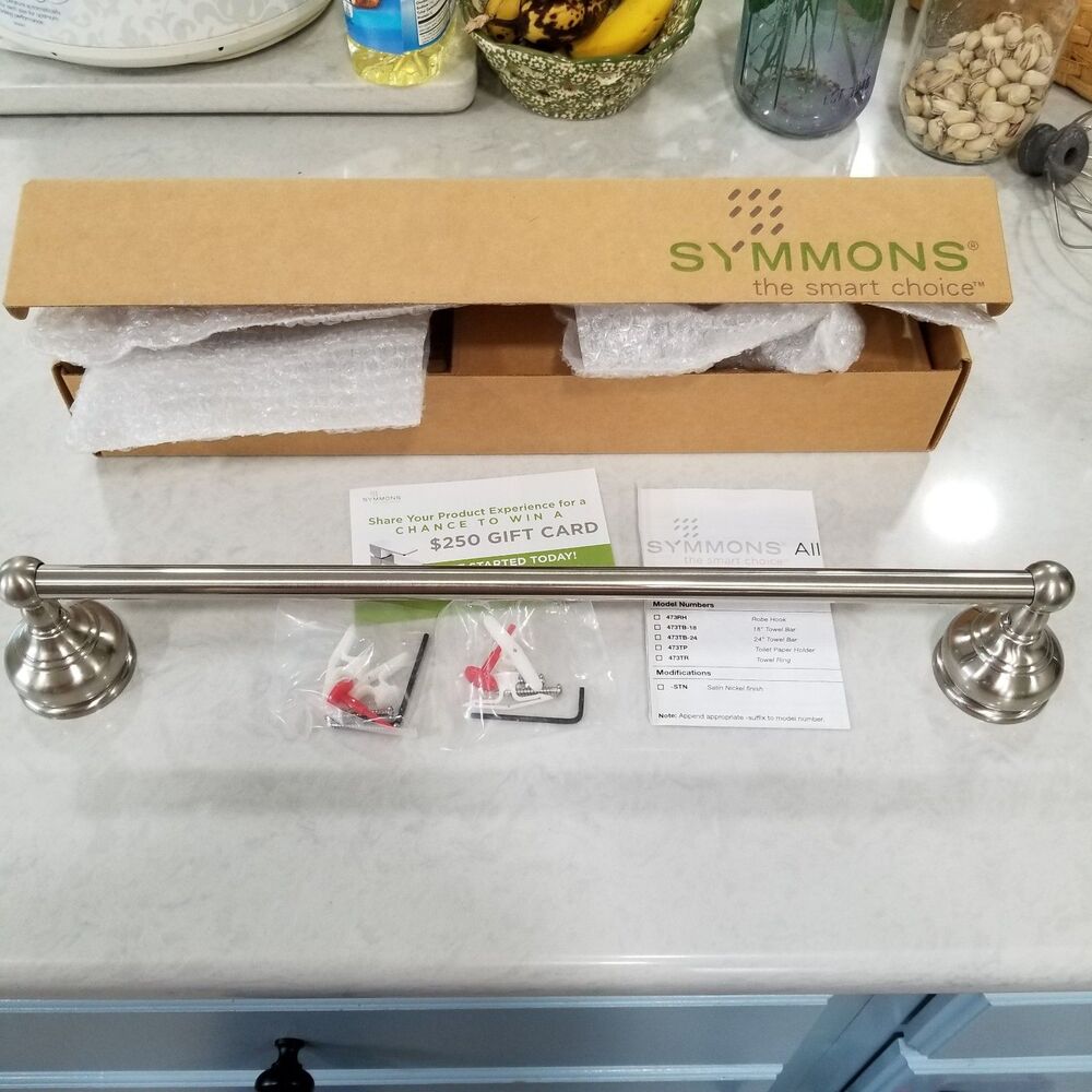 Symmons Alura 18" towel bar 473TB-18 stn satin finish nickel new open box
